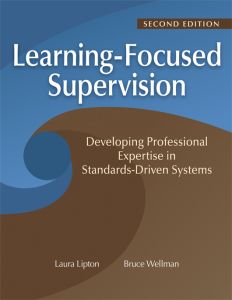Learning-Focused Supervision Developing Professional Expertise in Standards-Driven Systems, Second Edition by Laura Lipton and Bruce Wellman. Half blue and brown colors that swirl together into the center, forming a dark blue circle.