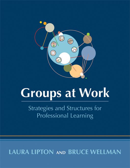 Front cover of “Groups at Work: Strategies and Structures for Professional Learning,” by Laura Lipton and Bruce Wellman, a book for educators featuring circles of varying colors and sizes grouped and connected, like collaborative teams in a PLC. 